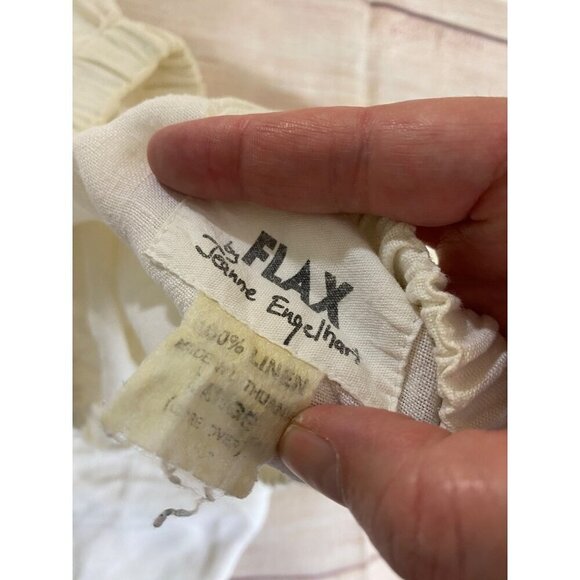 Flax By Jeanne Engelhart Women's White Linen Crop Pants - Large - Picture 12 of 13